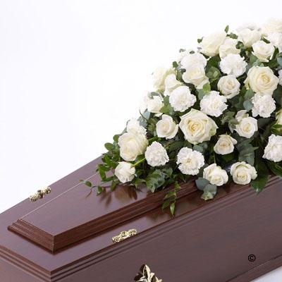 Rose and Carnation Casket Spray   White